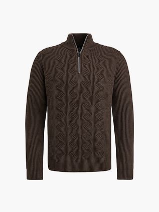 Vanguard Trøje Halv Lynlås Struktur Uldblanding Brun