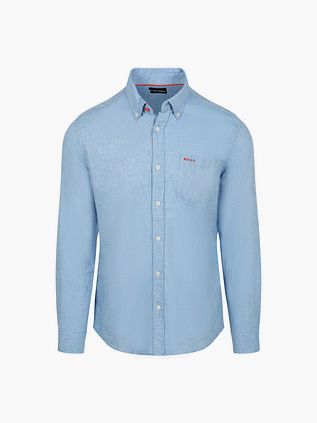 NZA Chemise Mélange Lin Sailing Bleu