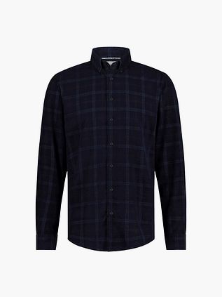 State Of Art Skjorte Fine Corduroy Rutet Marineblå