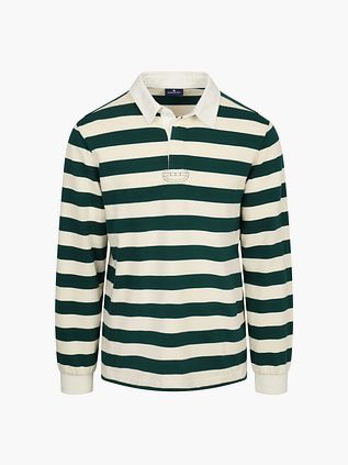 Steppin' Out Rugby Poloshirt Streifen Grun Ecru