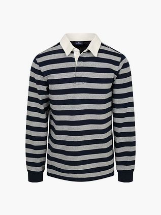 Steppin' Out Rugby Poloshirt Streifen Navy Grau