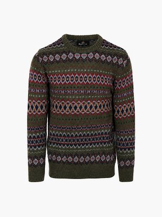 Barbour Fairisle Pullover Wool Mörkgrön