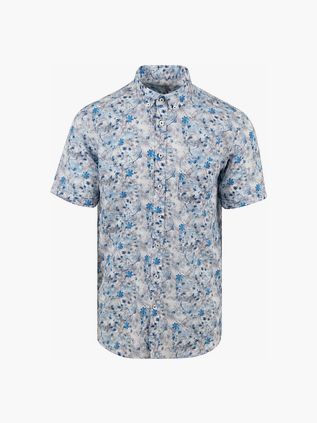 State Of Art Kortærmet Skjorte Med Blomstertryk Blå