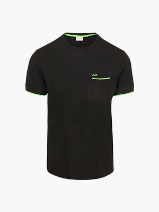 Sun68 Piqué T-shirt Fluo Stribet Sort
