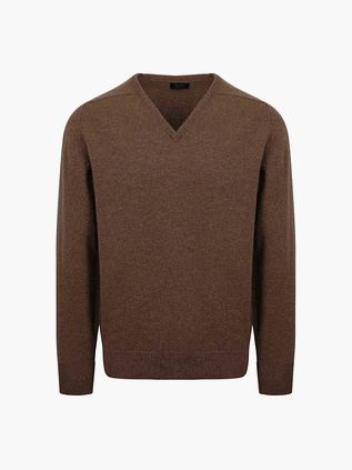 William Lockie V-hals Lammeuld Mocha