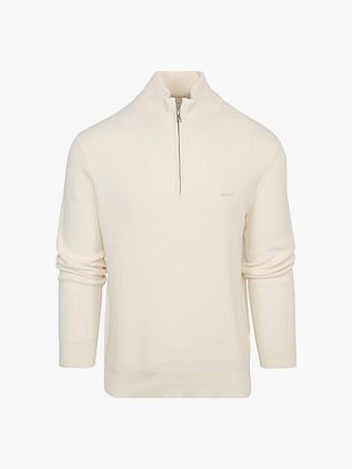 Gant Halfzip Tröja i ullblandning Ecru