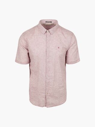 No Excess Kortermet Skjorte i Linblanding i Rosa