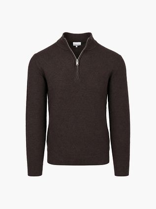 Profuomo Half Zip Pullover Struktur Brun