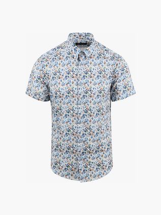 Suitable Short Sleeve Shirt Floral Print Blue