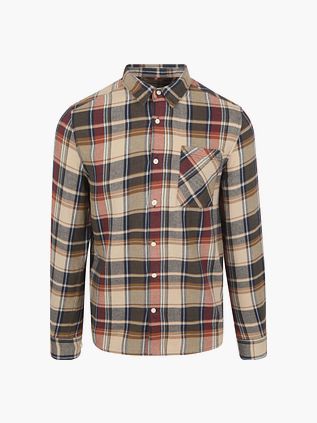 KnowledgeCotton Apparel Skjorte Flanell Rutete Beige