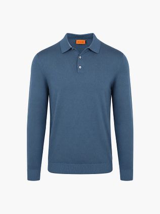 Suitable Compact Cotton Poloshirt Denim Blau