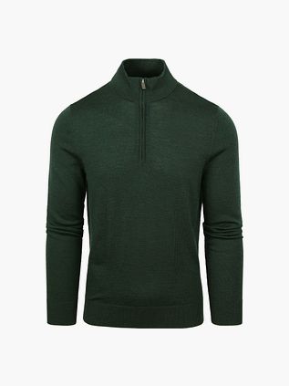 Suitable Merino Halv Zip Trøje Mørkegrøn