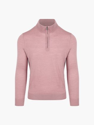 Suitable Merino Halvglidelås Genser Pink