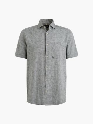 Vanguard Kortermet Skjorte i Linblanding Mørk Skifer