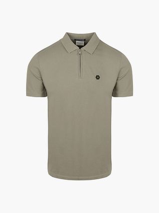 Polo No Excess in piqué con mezza zip verde