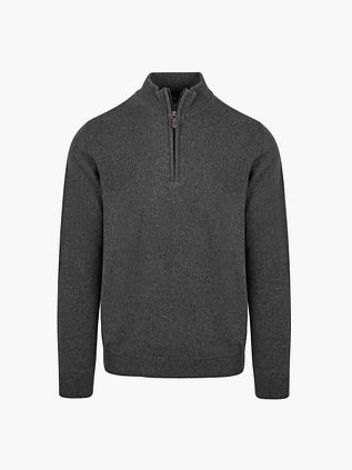 Suitable Half Zip Genser Lammull Antrasitt