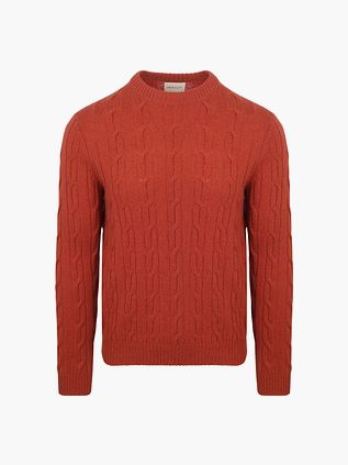 Sweter GANT Crewneck z wełny jagnięcej, warkoczowy, Modern Rust