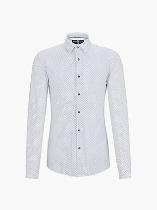 BOSS Hank Skjorte Stretch Print Hvid