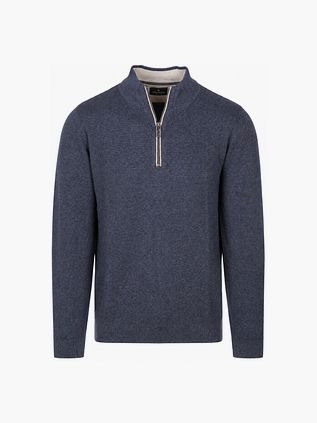 CASAMODA Halfzip Trui Structure Donkerblauw