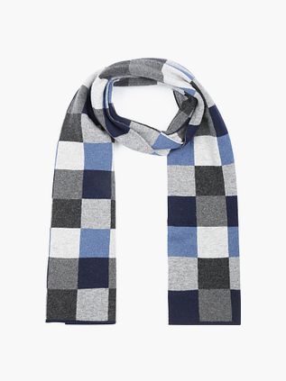 Profuomo Tørklæde i Uld med Blå og Grå Ruder