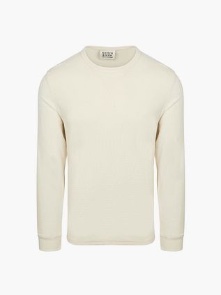 Scotch and Soda Langærmet Vaffel T-shirt i Ecru