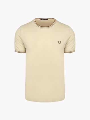 Fred Perry Twin Tipped T Shirt Beige Z53