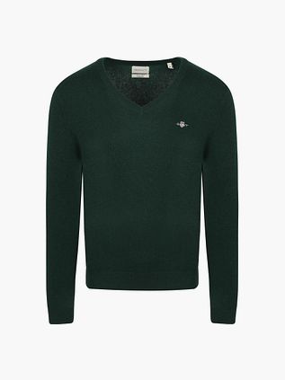Gant Pullover V-Hals Woolblend Mørkegrøn