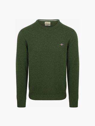 Gant sweter z jagnięcej wełny w kolorze mchu