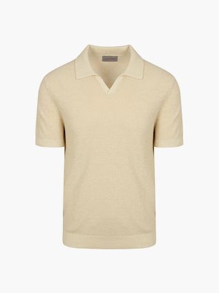 Suitable Poloshirt Riva Bean Linen Cotton Sand
