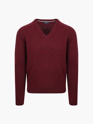 Sweter Steppin' Out z jagnięcej wełny, z dekoltem w serek, w kolorze bordowym