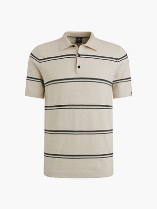 Vanguard Strikket Poloskjorte Stripet Beige