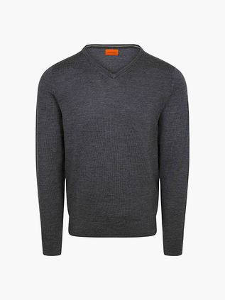 Suitable Merino Pullover V-Hals Antrasitt