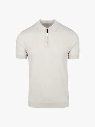 Suitable Strikket Polo Halv Glidelås Beige
