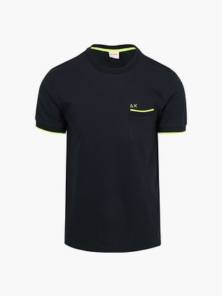 Sun68 Piqué T-shirt Fluo Stribet Marineblå