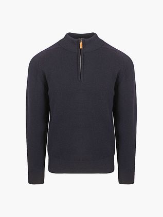 William Lockie Halv lynlåsgenser i lammeuld Marineblå