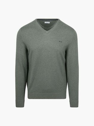 McGregor maglione in misto merino con scollo a V verde salvia