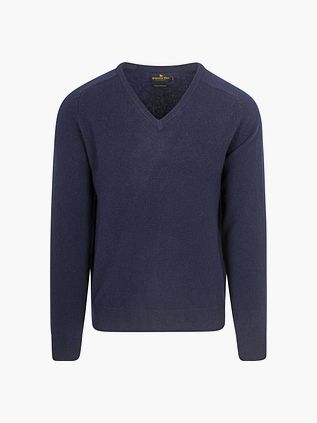 Steppin' Out sweter z dekoltem V z wełny jagnięcej granatowy