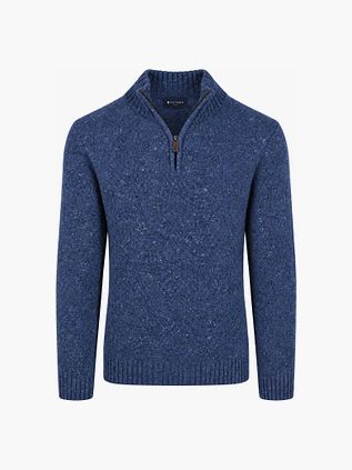 Suitable Half Zip Pullover Tweed Dunkelblau