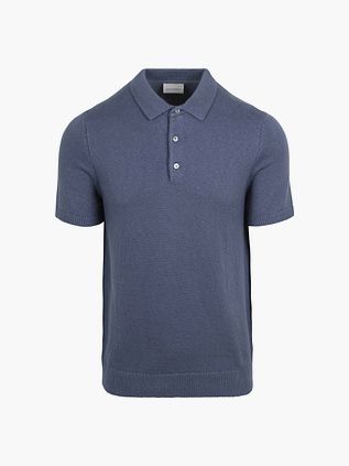 Suitable Heavy Strikket Polo Raw Denim Blå