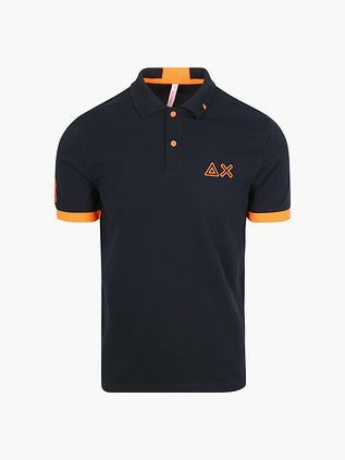 Sun68 Poloskjorte med Fluo-logo i Mørkeblå