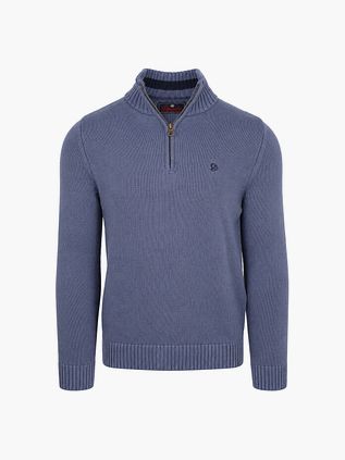 Superdry Knit Half Zip Cotton Jumper Blu
