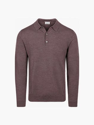 Profuomo Longsleeve Polo Laine Merino Aubergine