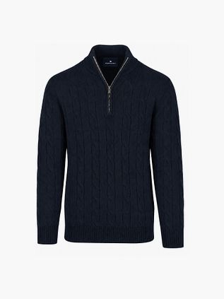 Steppin' Out Lau Pull Merino Half Zip Cable Navy