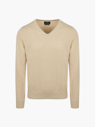 Steppin' Out Sweter z kaszmiru z dekoltem w serek w kolorze ecru