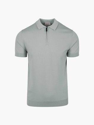Suitable Knitted Half Zip-polo i Støvgrå