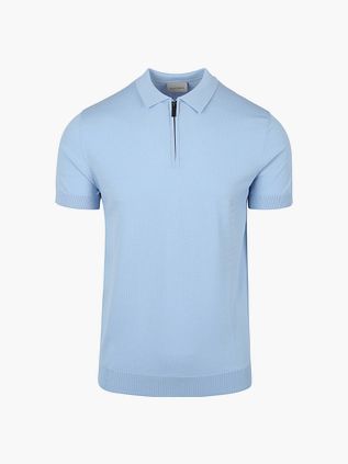 Suitable Strikket Half Zip Polo Lyseblå