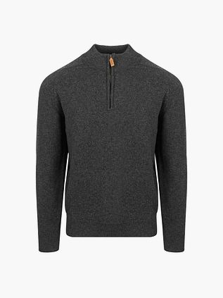 William Lockie Halv Lynlås Pullover Lamuld Kulsort Melange