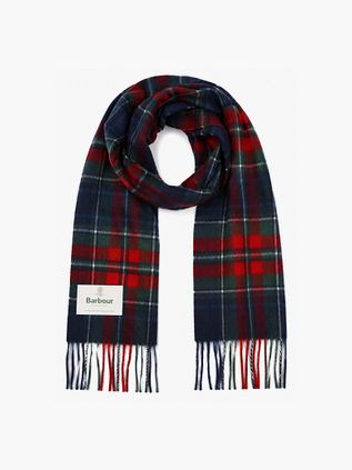 Barbour Foulard Tartan Wool Cashmere Navy