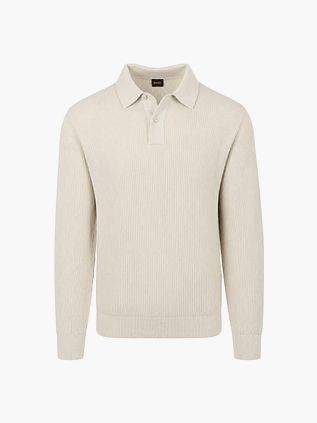 BOSS Afedro Longsleeve Polo shirt Ecru