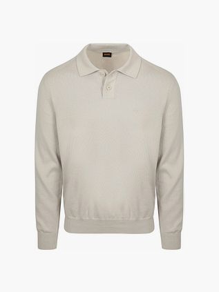 Koszulka polo BOSS Asac z długim rękawem w kolorze ecru